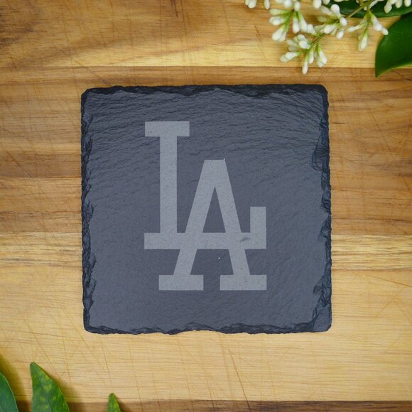 LA Dodgers Slate Coaster Set - Handcrafted Laser Engraved Drink Coasters MLB - Picture 7 of 8